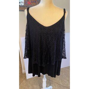 Torrid Black Overlay Lace Tank Top, size 4